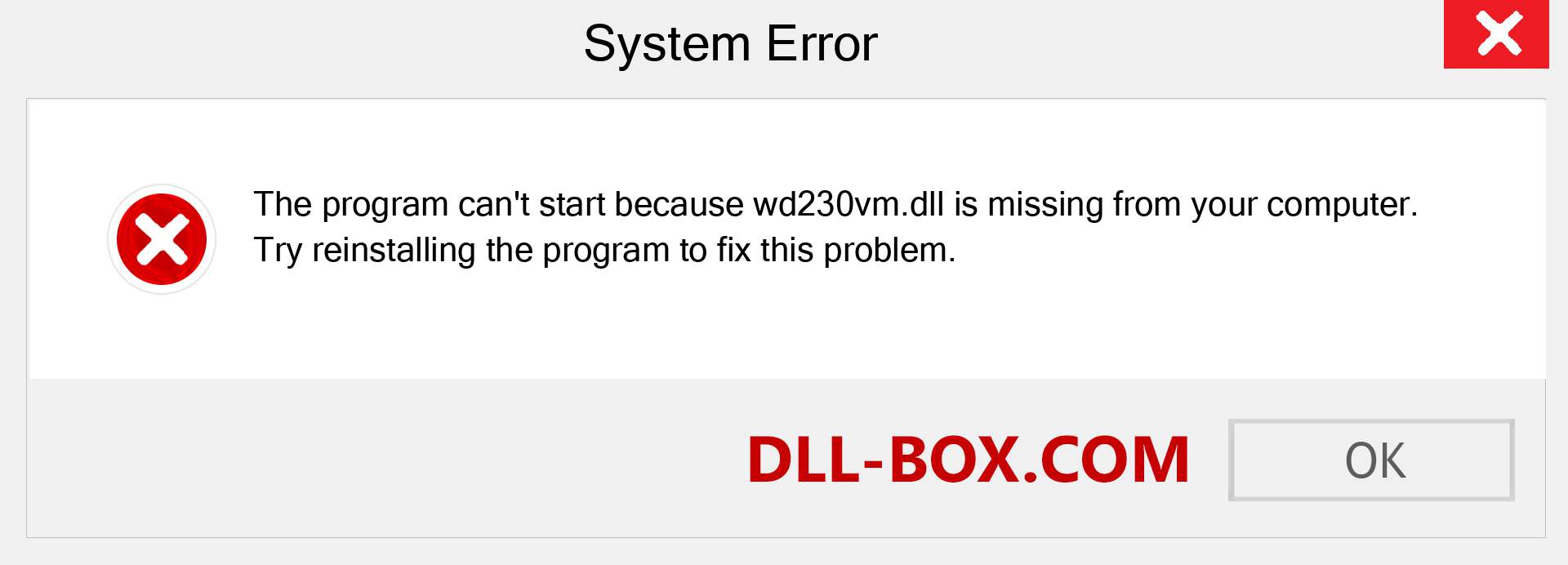  wd230vm.dll file is missing?. Download for Windows 7, 8, 10 - Fix  wd230vm dll Missing Error on Windows, photos, images